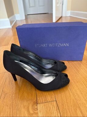 Stuart Weitzman Black Peep-Toe Heels | New in Box